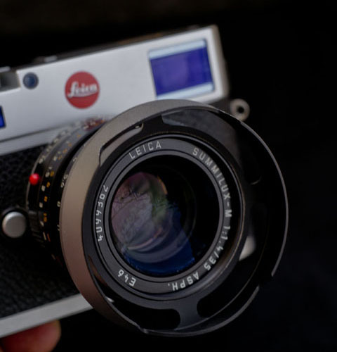 Black Paint ventilated lens hood for Leica 35mm Summilux-M FLE. 