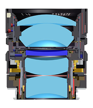 A cut-through of the Leica 50mm Summilux-M ASPH f/1.4 lens (C50) shows the patented floating element