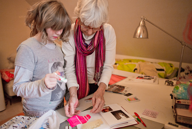 Robin and Terry working on Robins journal of travel from the trip to Berlin and Paris.   