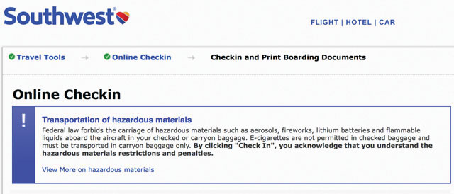 The Southwest warning not allowing any batteries is clearly a misinterpretation of the rules.