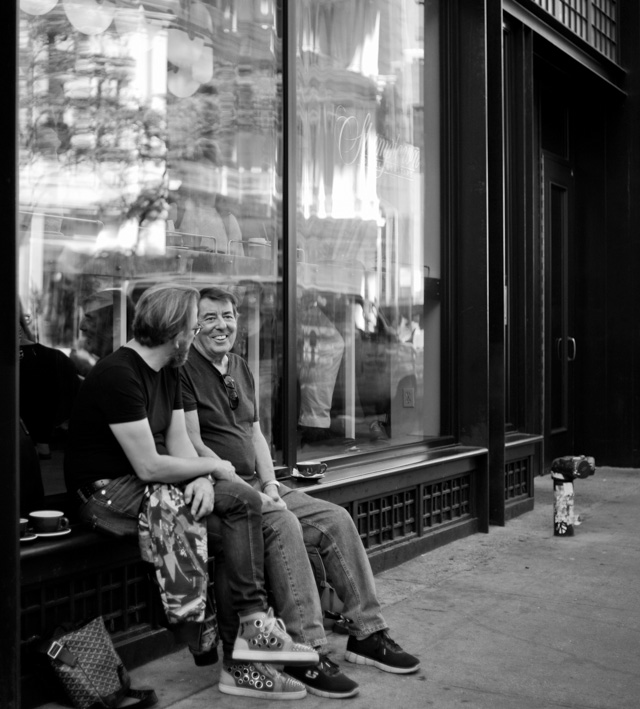 Know as The World's Most Friendly Leica Dealer, Ken Hansen (2019) ran his camea store in New York for 25+ years with his son-in-law Vico Sanchez who continues the store in the same spirit. Read my article, "Coffee with legendary Leica dealer Ken Hansen" from 2017 that also contains some farewell words from customers over the years. In the photo above Ken and I am having a early morning coffee and a talk (Photo by Ed Sherman). Visit kenhansennyc.com for a view of used and new Leica deals. 