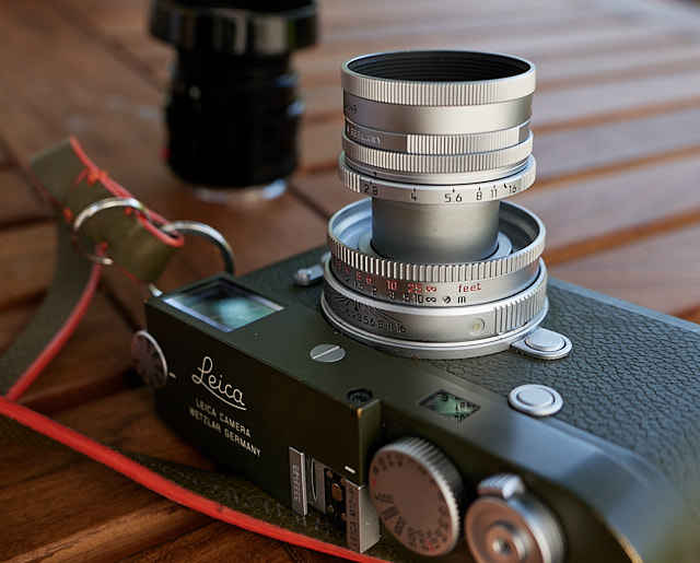 The Leica 50mm Elmar-M f/2.8 Collapsible on a Leica M10-P Safari. Here extruded for use; it can collapse into the camera so as to be more compact when not in use. © Thorsten Overgaard.