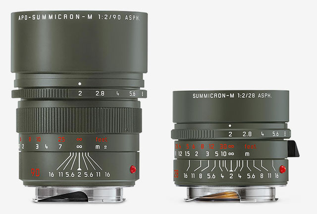 Leica 90mm APO-Summicron-M ASPH f/2.0 Safari (Leica no 11705, price $5,095) and Leica 28mm Summicron-M ASPH f/2.0 Safari (Leica no 11704, $4,895), both limited to 250 pcs worldwide.