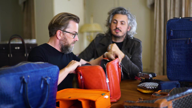 Thorsten von Overgaard and Matteo Perin working on design of camera bags and travel bags. 