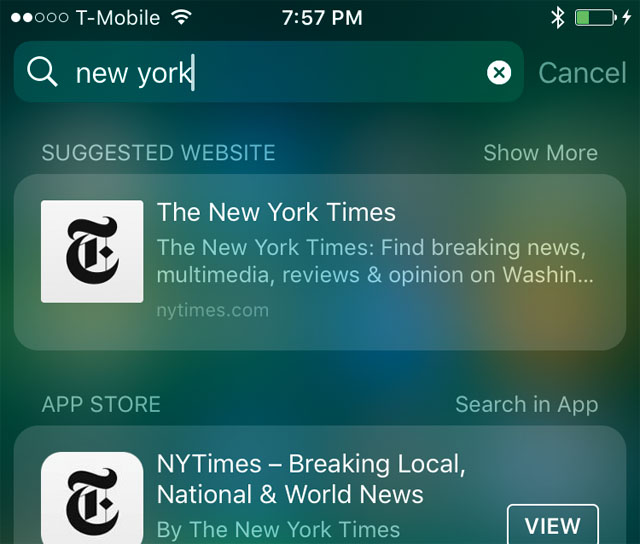 The search function in the iPhone currently does not support keywords in photographs. It only comes up with apps, songs and a few other things when you search.