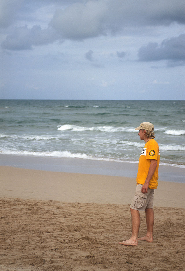 A German volunteers takes a moment on the beack in Trincomalee, Sri Lanka. Leaving everything behind and going to a foreign country to help for weeks is an eye-opener. This area, though it looks beautiful, was hit hard by the tsunami after years with armed conflicts. 