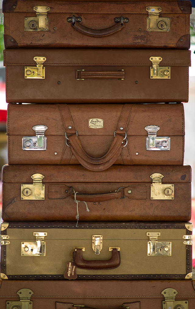 Suitcases on a flea market