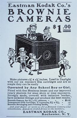 Accessible: The Kodak Brownie was promoted as the camera "any school boy or girl" could use and sold for only $1 (equivalent to $29 today