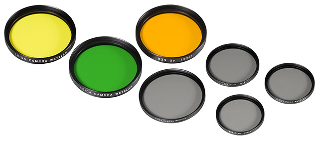 Leica color filters and Neutral Density filters. See more on the Leica website. 