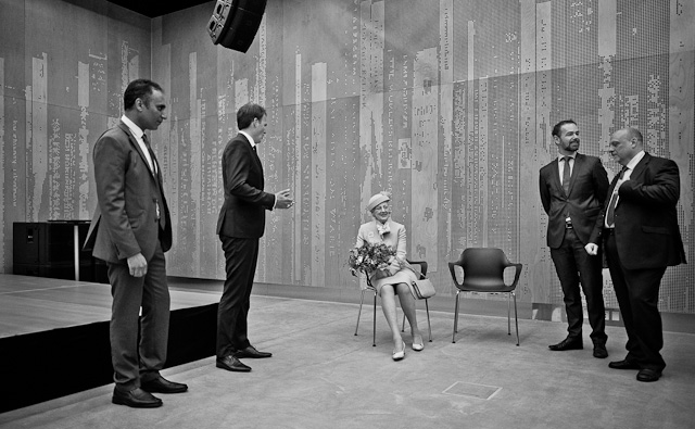 Queen Margrethe II of Denmark being briefed before an official opening. Leica Q at 800 ISO, f/1.7, 1/500 second. © Thorsten Overgaard.