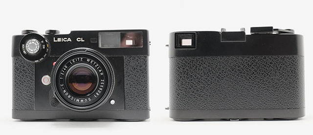 Front and back of the 1973 Leica CL film camera. 