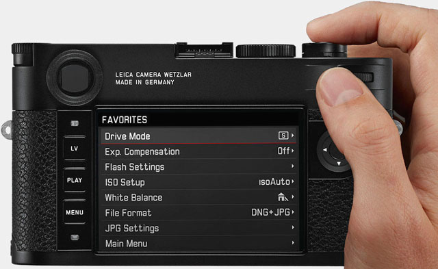 The Favorites Menu of the Leica M10 is the first you see when you press MENU. 