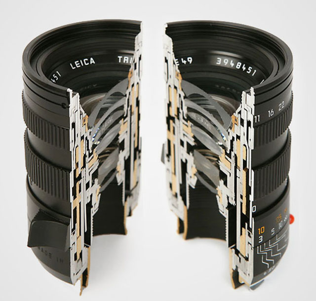 A camera lens consists of several shaped lens elements of glass. The lenses can also be made of simple cheap plastic as in 'kit lenses' (sold with a camera as a kit to make a workable cheap package), but it is mostly very exotic glass (that can be heavy or light in weight, very hard or very soft in surface (esay to scratch or very resistant) with each optical glass recipe made to develop very specific qualities in how the glass and final lens treats light. As a general rule, high quality glass is soft, which is why some lenses has as their front and back element, a non-optical lens element that is there to protect the actual optical glass from scratches. As a side noite, Leica made their own glass laboraty, The Leitz Glass Laboratory, from 1949-1989, which deveopled 35 new glass types and took out more than 2,000 patents of glass recipes from more than 50,000 experimental melts of glass. These designs, or recipes, are still used today by the lens designers to obtain very specific optical results. Other lens manufacturers in the world of course have had their glass laboratories, and today one will find an interchange of glass patents amongst production facilities that service Leica, Nikon,, Fuji and so on with optical lens elements.