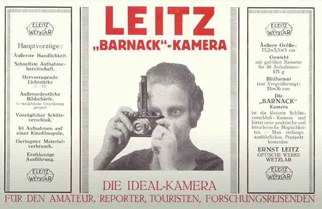 A 1930 ad for the Leica, positioning it as the "ideal camera for the amateur, the reporter, the tourist, and explorer." (Photo courtesy of Peter Karbe). 