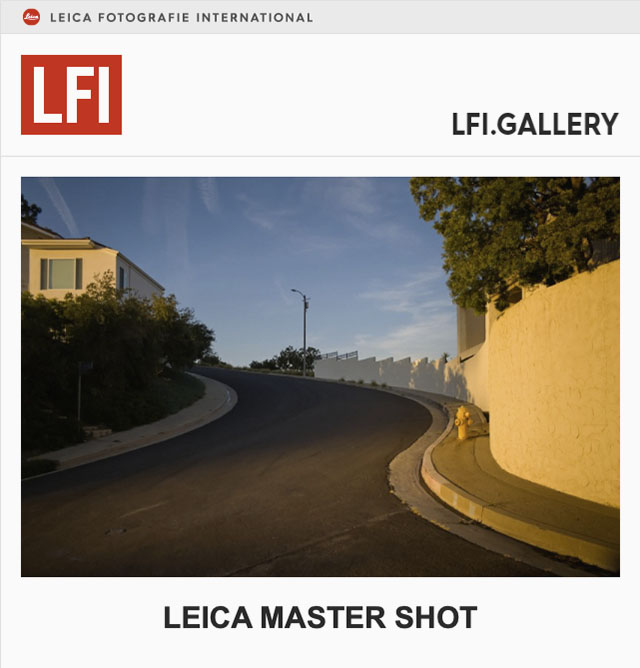The photo by Thorsten Overgaard "Bellgave Pl, Los Angeles" was included in the LFI Gallery "Leica Master Shot".