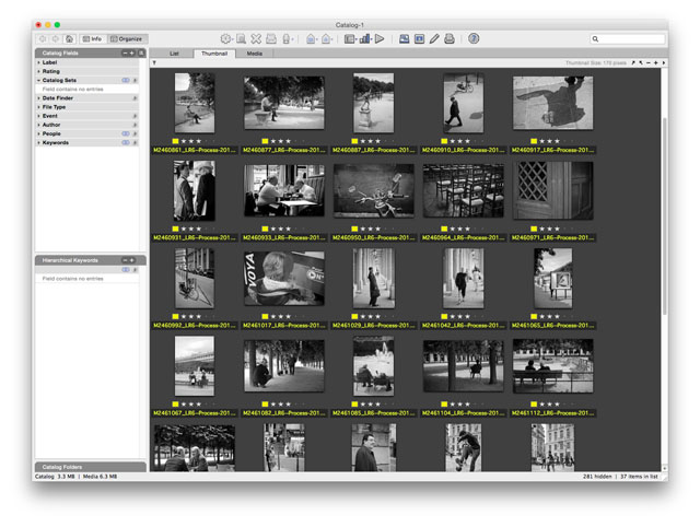 Media Pro is a virtual catalog. When you have 100,000 pictures in it, it's only 1 GB because it doesn't hold any of the original files. It just shows previews and has a link to the original file. You can add descriptions, keywords, etc in Media Pro, and then sync the data with the original files (Media Pro used to be iView Media Pro, then bought my Microsoft to be Microsoft Expression Media, then finally bought by Phase One to be Media Pro).