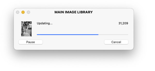 It takes about 2-3 minutes to catalog/update my 110,000 photo archive. Any photos added, new keywords, photo removed. All updated in 2-3 minutes. Other software would take days to do this.