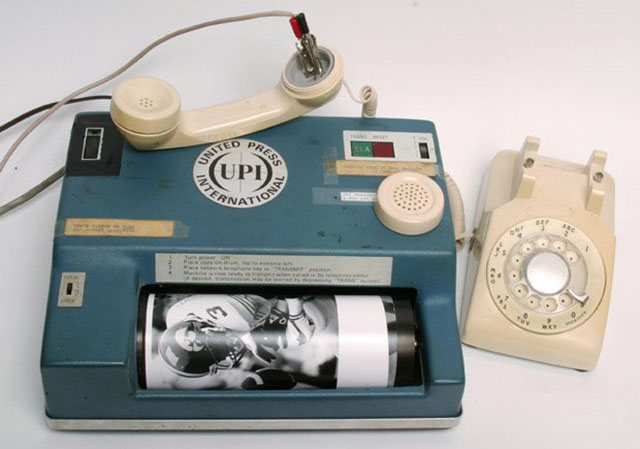 This is how pictures were transmitted in the 1970’s. A photograph would usually have the the IPTC data written by typewriter in the edge or on the back, which was the keywords and factual data about the photo that would stay with the print in the archive. Photograph by Andy Scott/The Dallas Morning News.