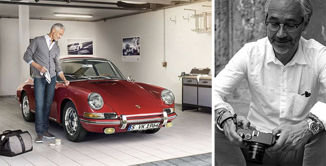 Classic Porsche 912 in red (1967-model), the Leica M9-P in black (2012-model). 