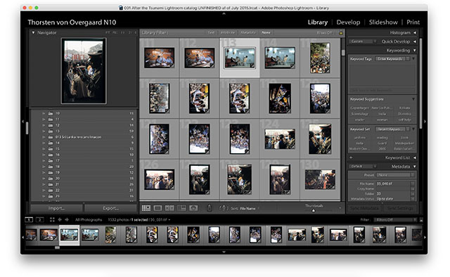 My own archive: I have some older folders with pictures that are organized with numbers, keywords and all, but I want to review the content of raw scans from film, make final and ready-to-use web editions and so on. Those I have imported into Lightroom as a stand-alone catalog of just those wo I can review the original scans, make new edits, change colors, etc. As the final step I will be exposting them all as final photos, ready for use for print, web and all.